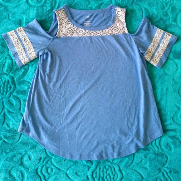 Youth Shoulderless Light Blue SO Tee - Picture 1 of 2
